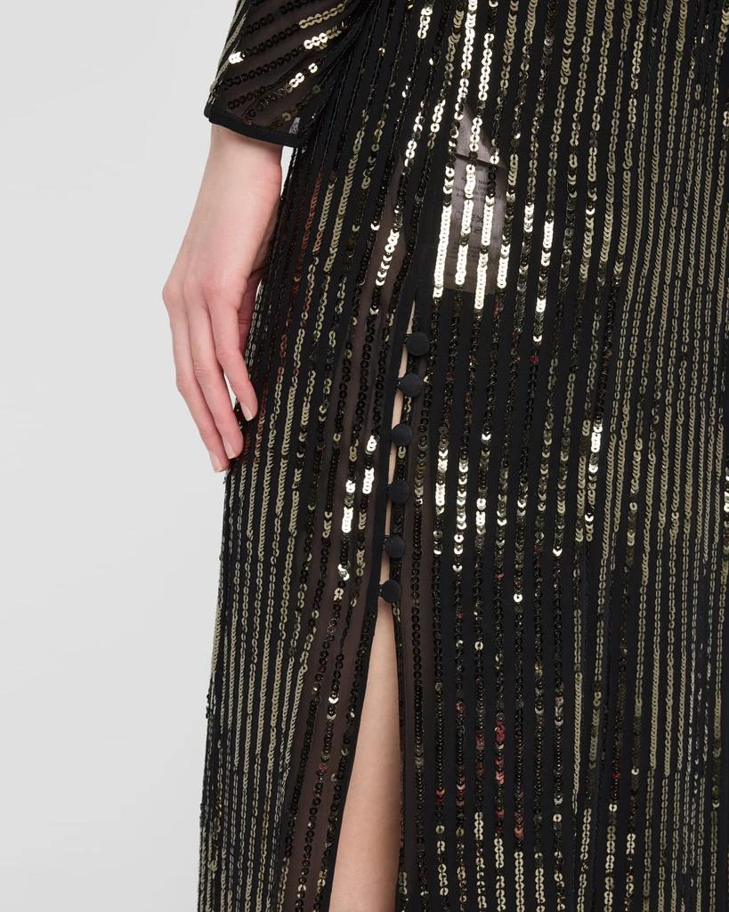 JOHANNA ORTIZ Sequin Nautical Striped Long-Sleeve Maxi Tunic Dress 5