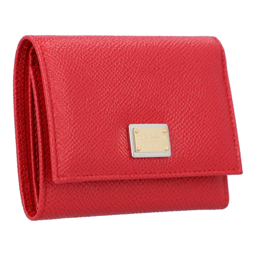 dolce & gabbana Dolce & Gabbana Small Dauphine calfskin continental wallet with plate detail in red 2