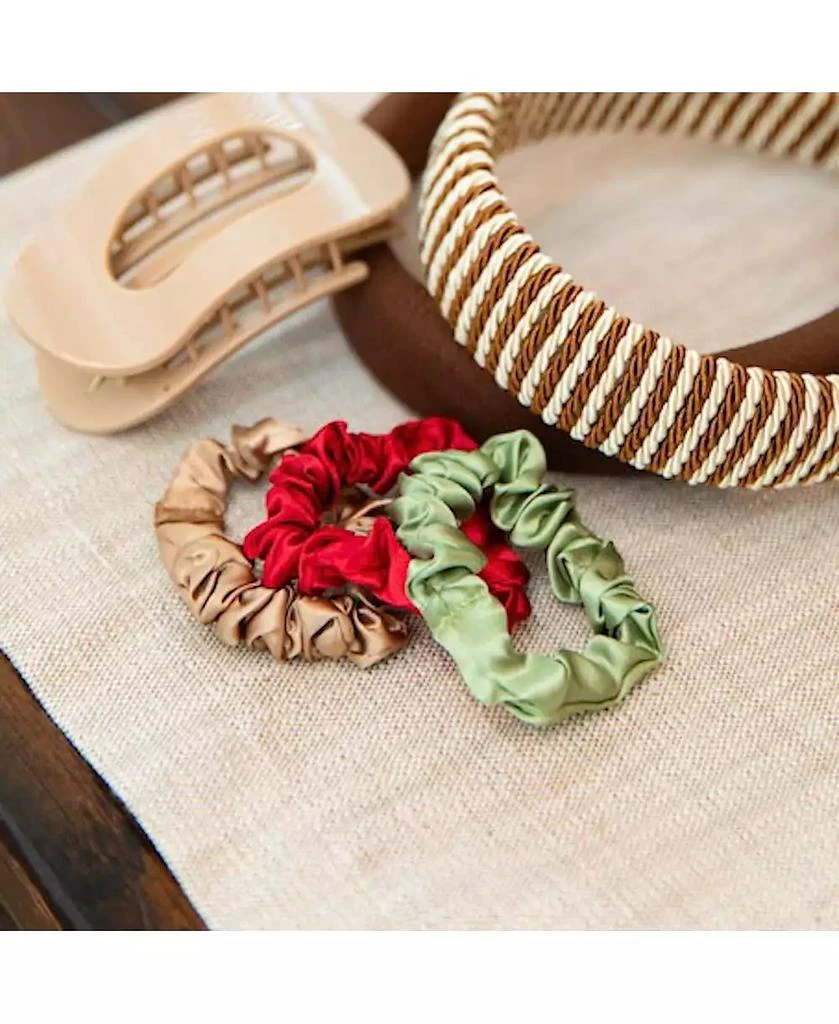 Headbands of Hope Women
s Satin Scrunchie Set - Olive, Burgundy, Gold 5