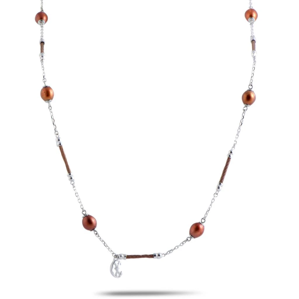 Charriol Pearl Stainless Steel Bronze PVD Brown Pearls Long Necklace 1