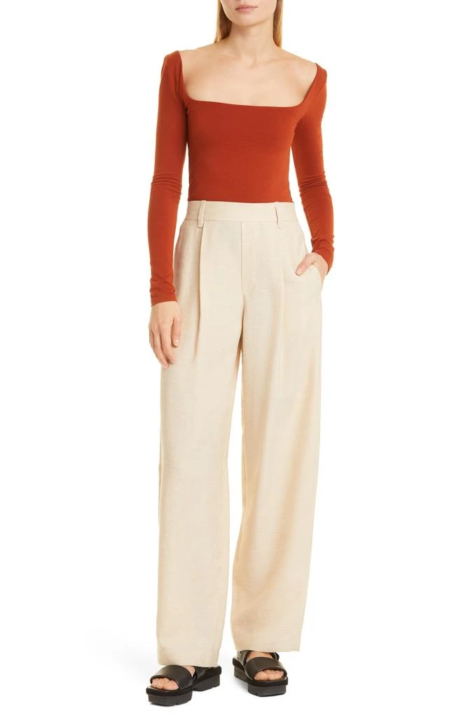 Vince Square Neck Long Sleeve Stretch Cotton Knit Top 7