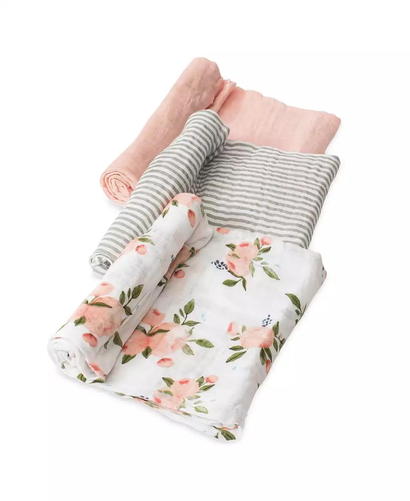 Little Unicorn Watercolor Roses Cotton Muslin 3-Pack Swaddle Blanket Set