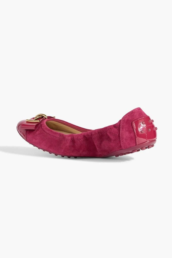 Tod's Embellished patent-leather and suede ballet flats 3