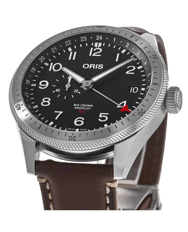 Oris Oris Big Crown ProPilot Timer GMT Automatic Black Dial Brown Leather Strap Men's Watch 01 748 7756 4064-07 5 22 07LC 3