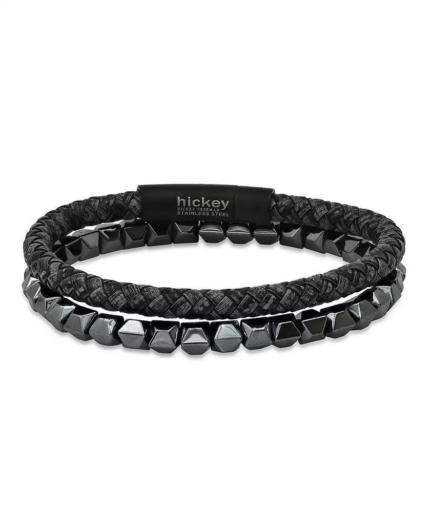 Hickey Freeman Studded Faceted Hematite Beaded Stretch Bracelet, 2 Piece Set