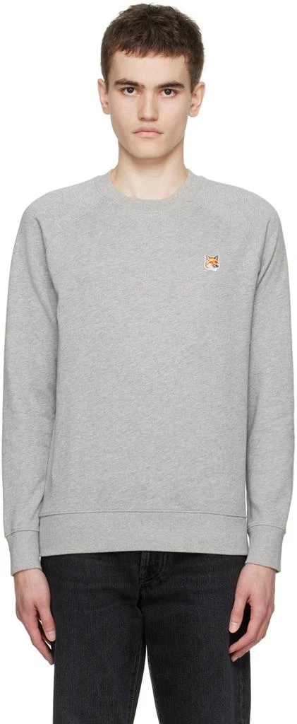 Maison Kitsune Gray Fox Head Sweatshirt 1