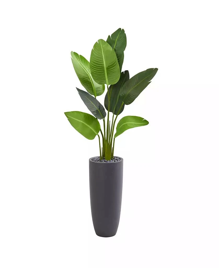 NEARLY NATURAL 5.5
 Traveler
s Palm Artificial Tree in Gray Planter