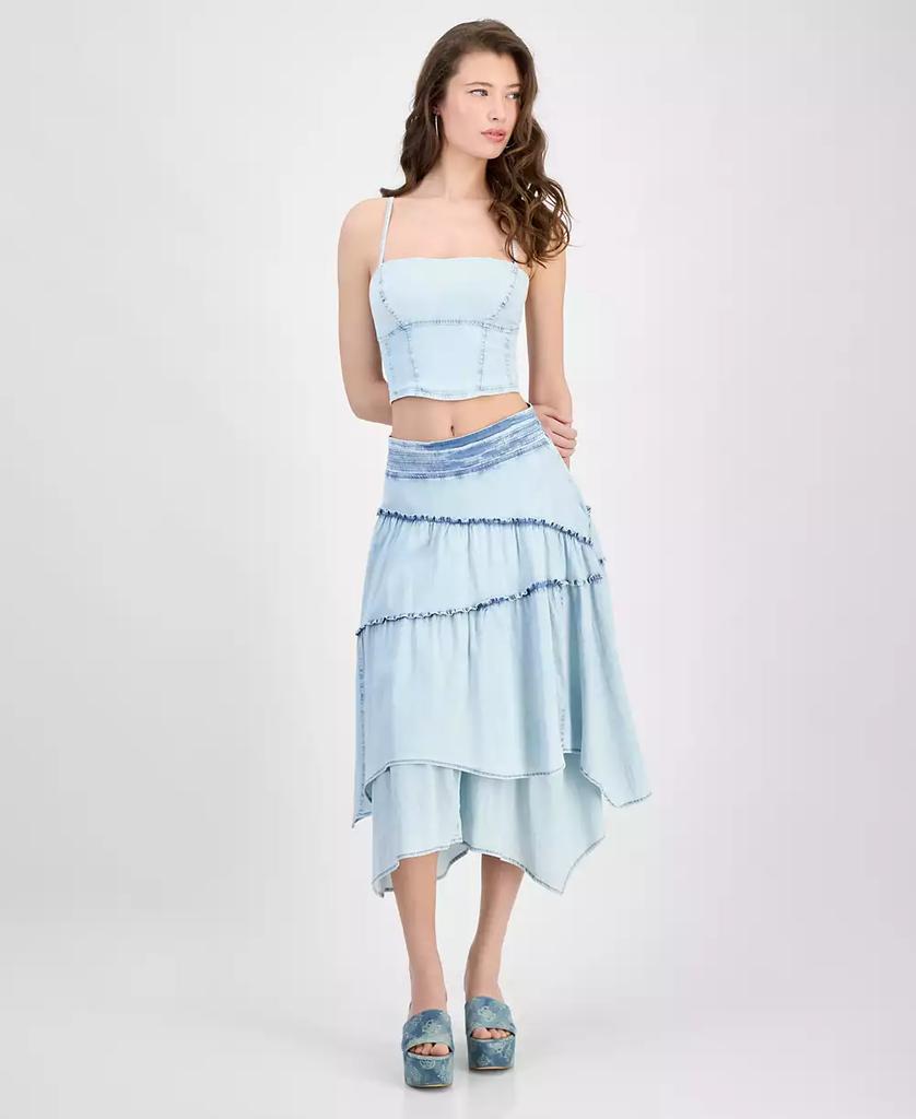 Shop Women's Tanya Layered Denim Maxi Skirt on Sale at BeyondStyle