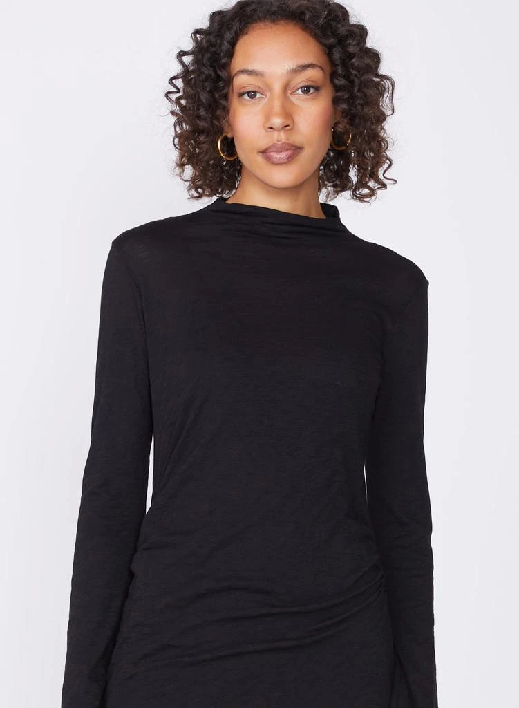 Stateside Supima Slub Long Sleeve Shirred Dress in Black 4