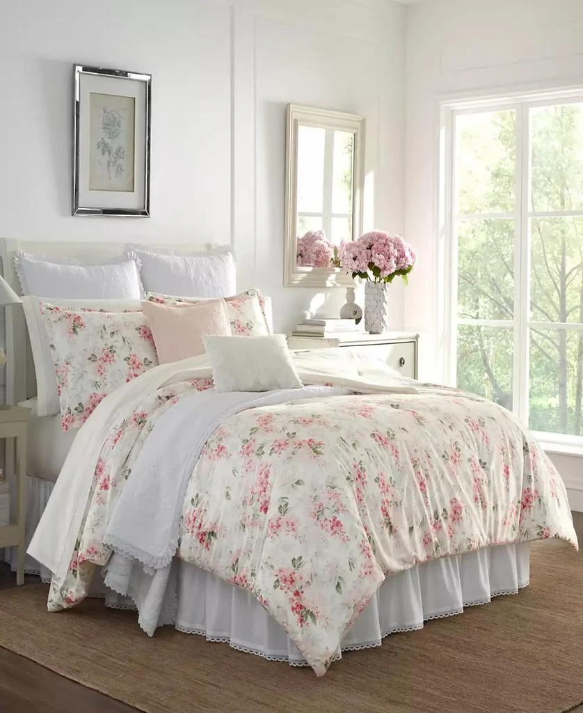 Laura Ashley Wisteria Faux Velour 3 Piece Comforter Set 1
