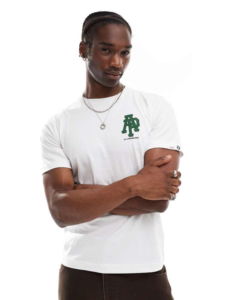 AAPE Aape By A Bathing Ape logo t-shirt with camo back print in white