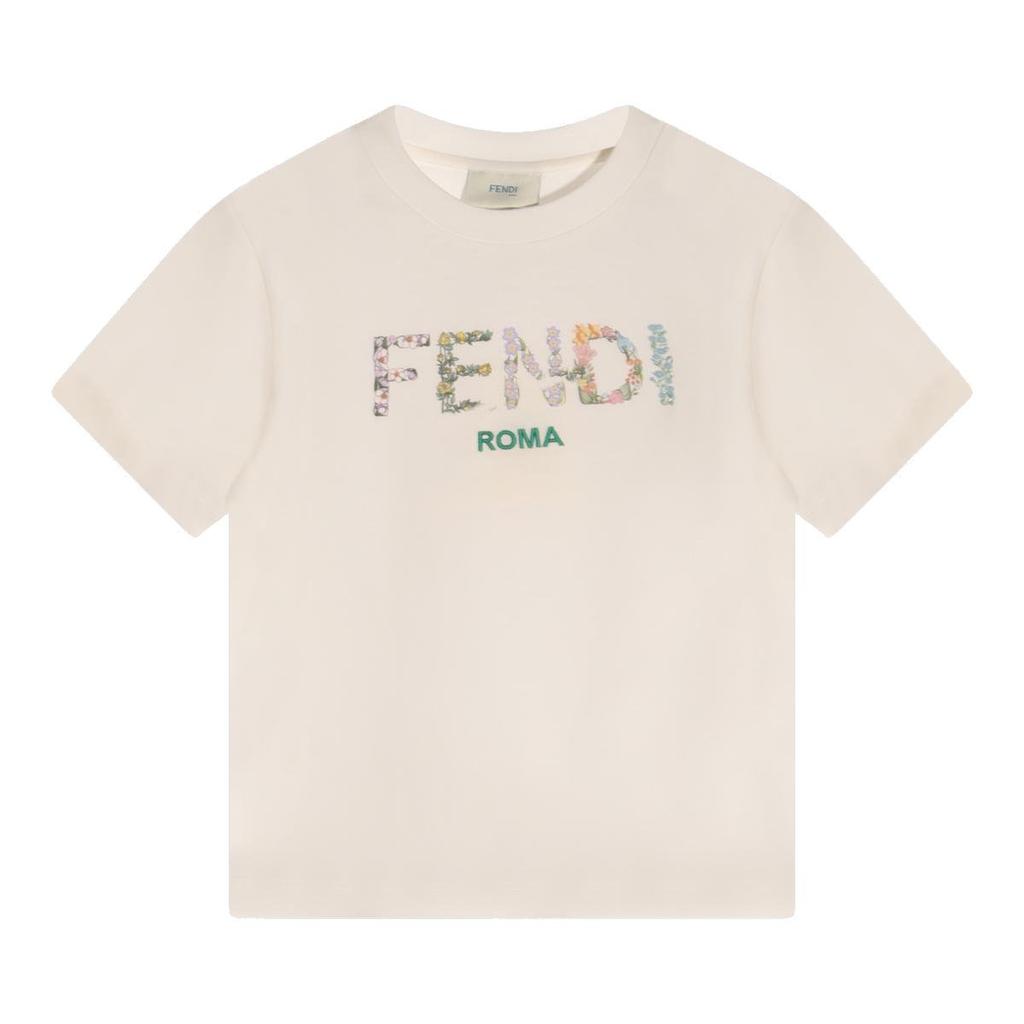 Fendi Kids Logo Printed Crewneck T-Shirt – On Sale Now with Up to