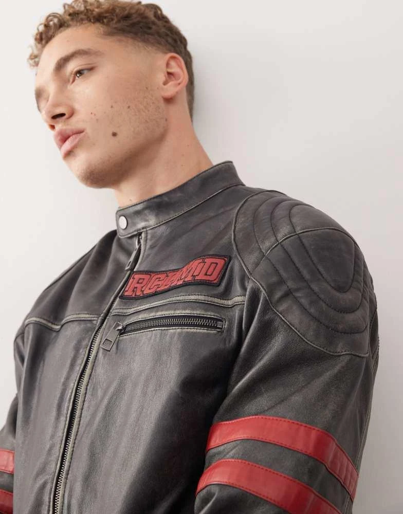 Reclaimed Vintage Reclaimed Vintage real leather motor jacket 2