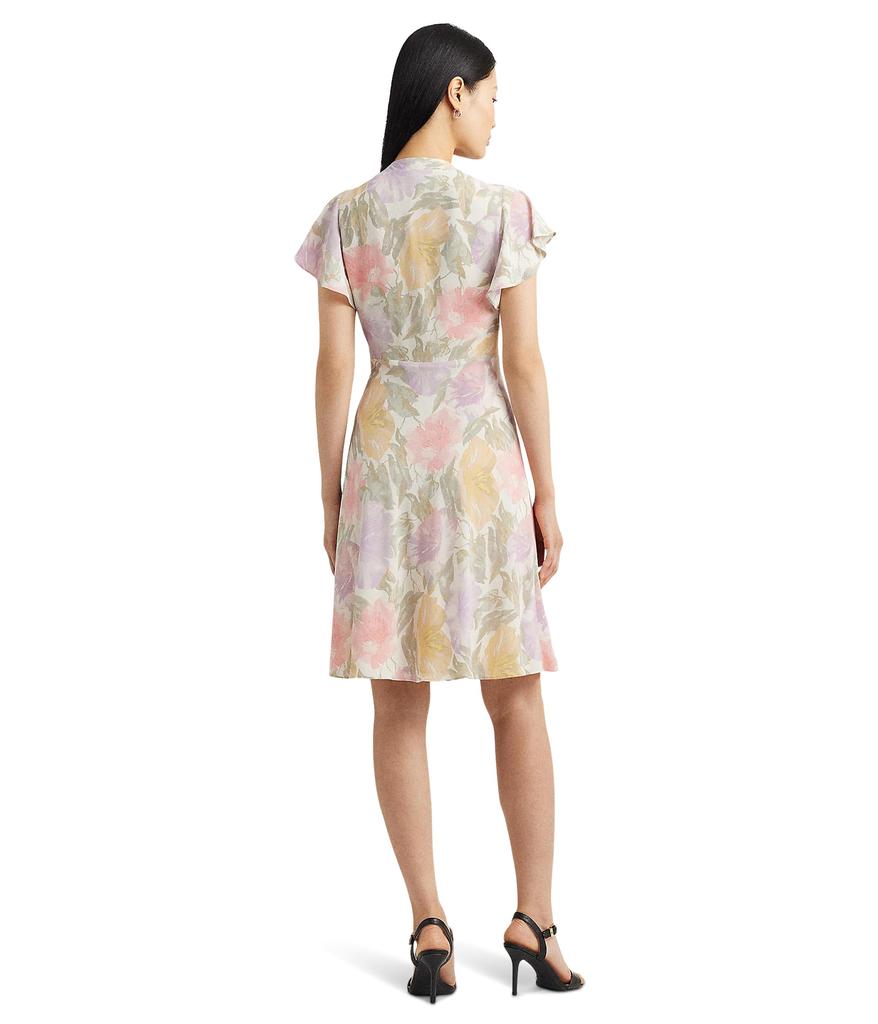 LAUREN Ralph Lauren Floral Bubble Crepe Tie-Neck Dress
