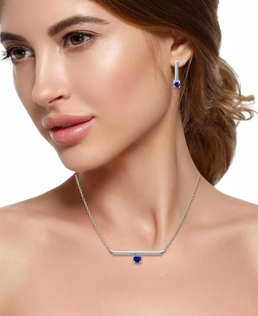 Giani Bernini Simulated Blue Sapphire Bar Pendant and Earring Set, 3 Piece 3