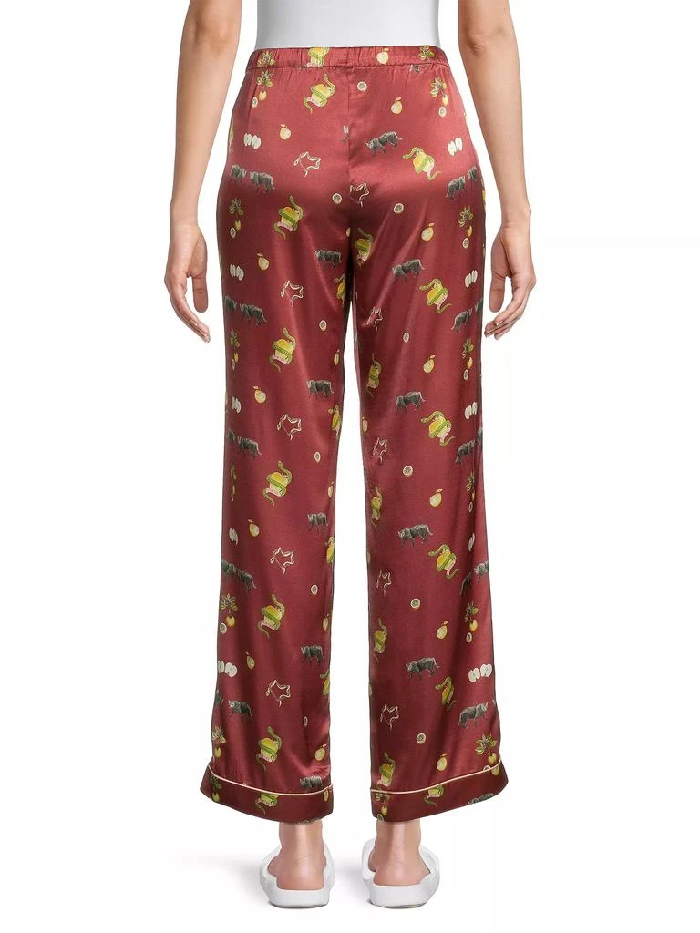 MORGAN LANE Chantal Printed Satin Drawstring Pants 5