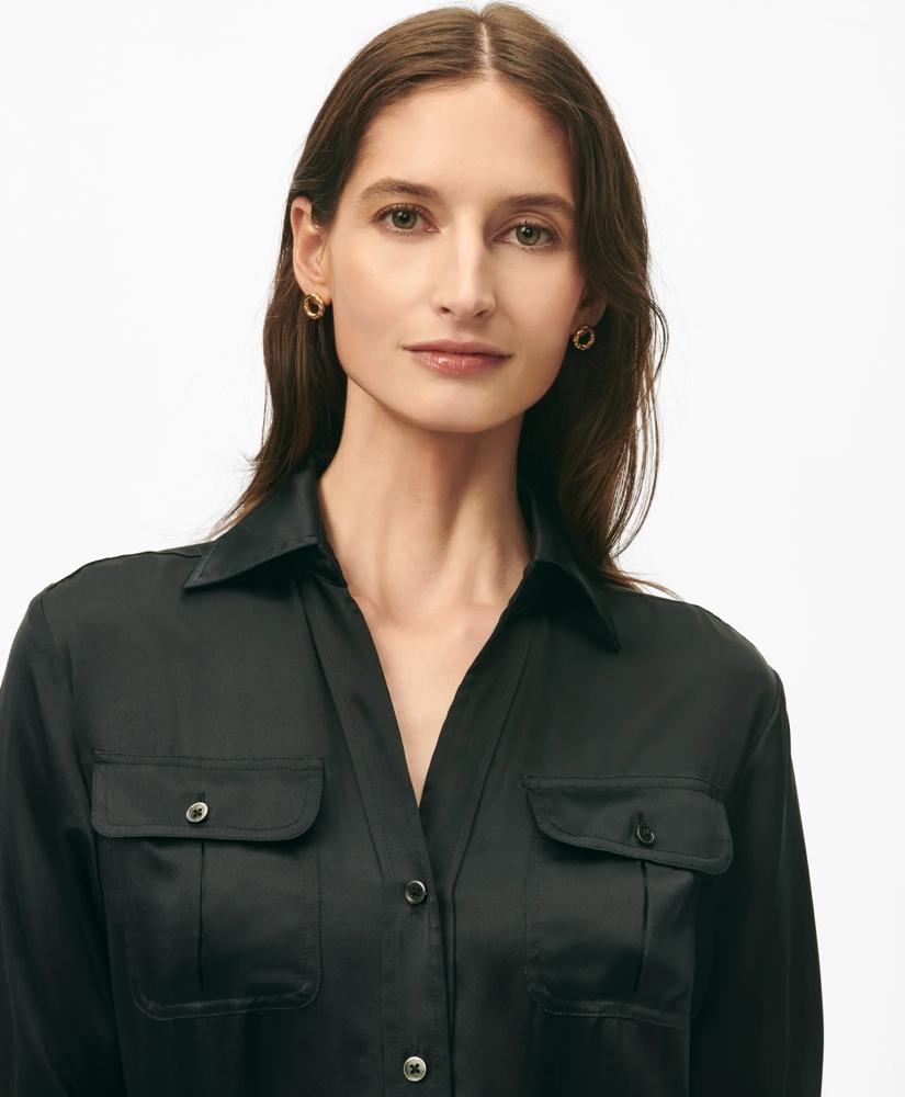Brooks Brothers Relaxed Utility Shirt Dress in Washable Silk