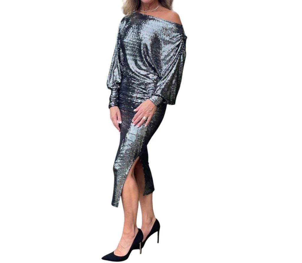 Bianca Studio Sparkle Boat Neck Dress In Black  On Sale Now with Up to 16%  Off | Discover Exclusive Deals & Savings at BeyondStyle  Authentic DIXIE  women|clothing|dresses with Limited-Time Discounts,