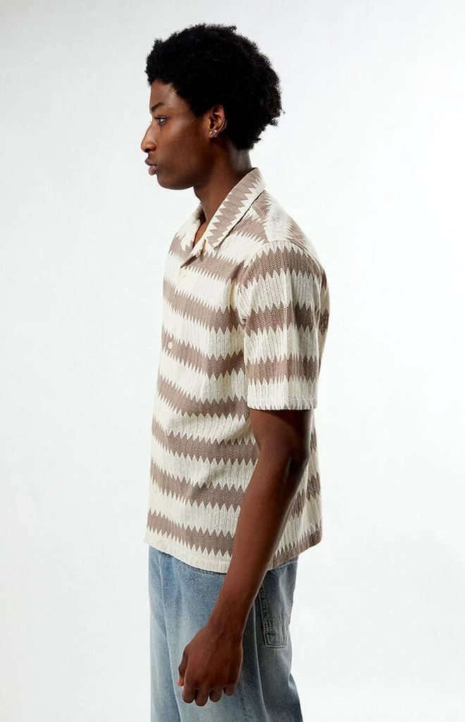 PacSun Brown & Cream Textured Oversized Resort Camp Shirt 3