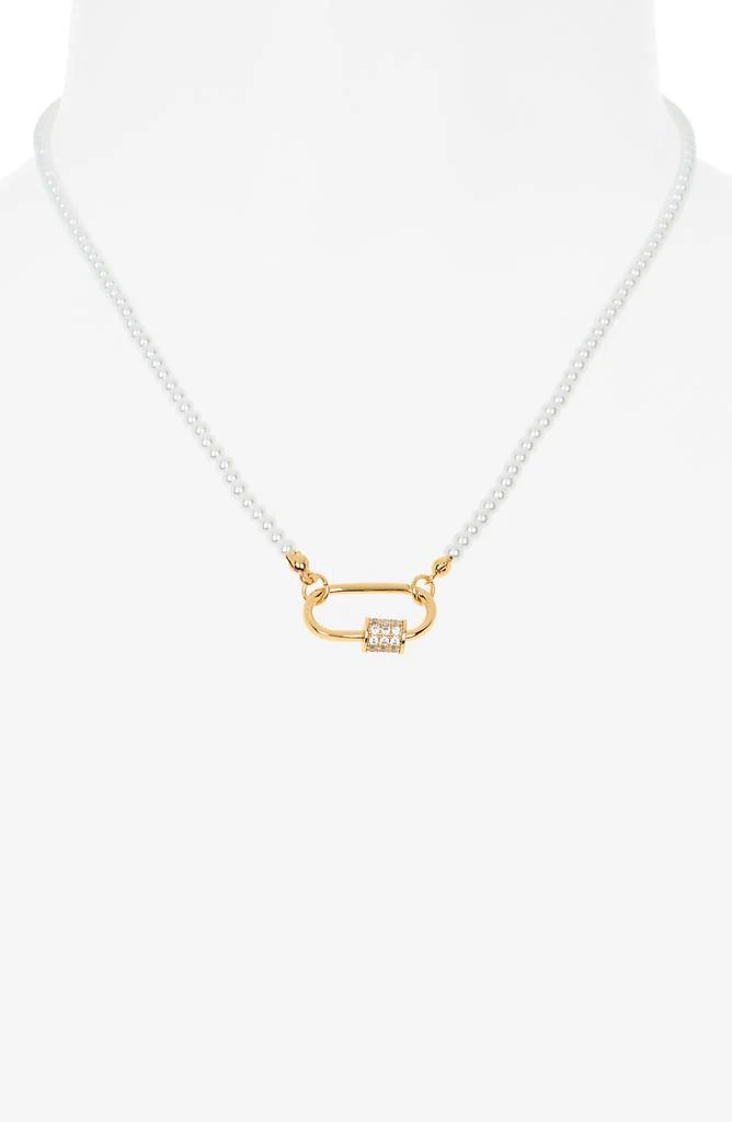 Leith Cubic Zirconia 
Faux Pearl Carabiner Necklace 2