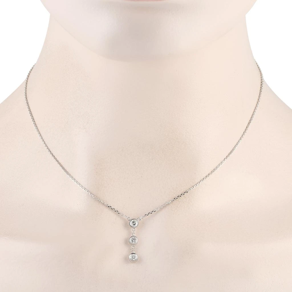 Non Branded 14K White Gold 0.45ct Diamond 3-Stone Necklace 2