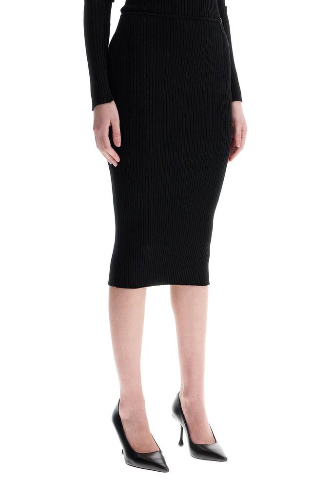 courreges Women's  Midi Skirt In Viscose And Polyester With Vertical Ribs