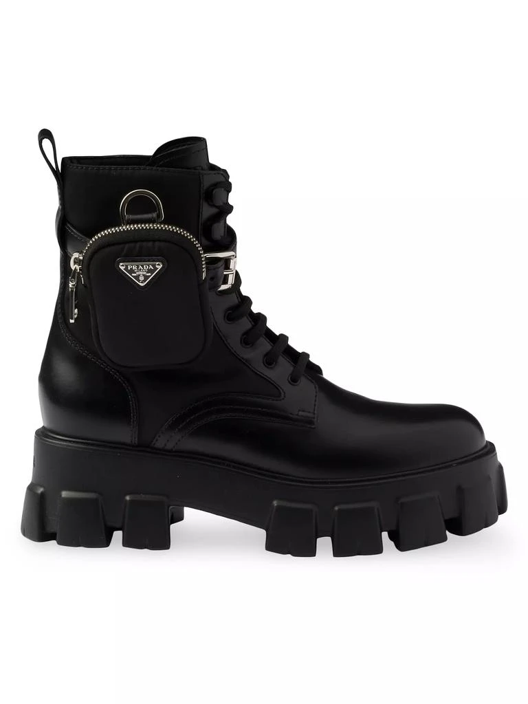 Prada Monolith Leather and Re-Nylon Combat Boots 1