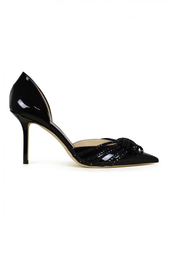 Jimmy Choo Black Elinor 45 Patent Pointed-Toe Pumps Black 39