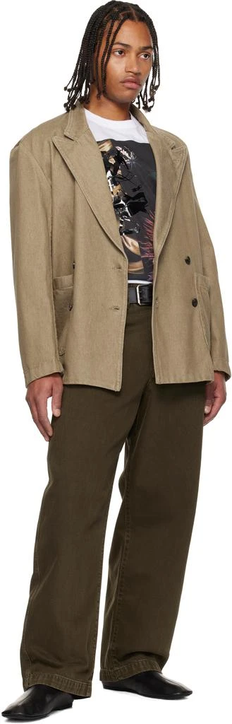 Dries Van Noten Taupe Double-Breasted Denim Blazer 4
