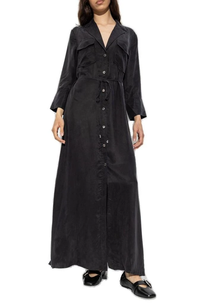 ganni maxi dress sale Floral ruched jersey maxi dress in black - Ganni