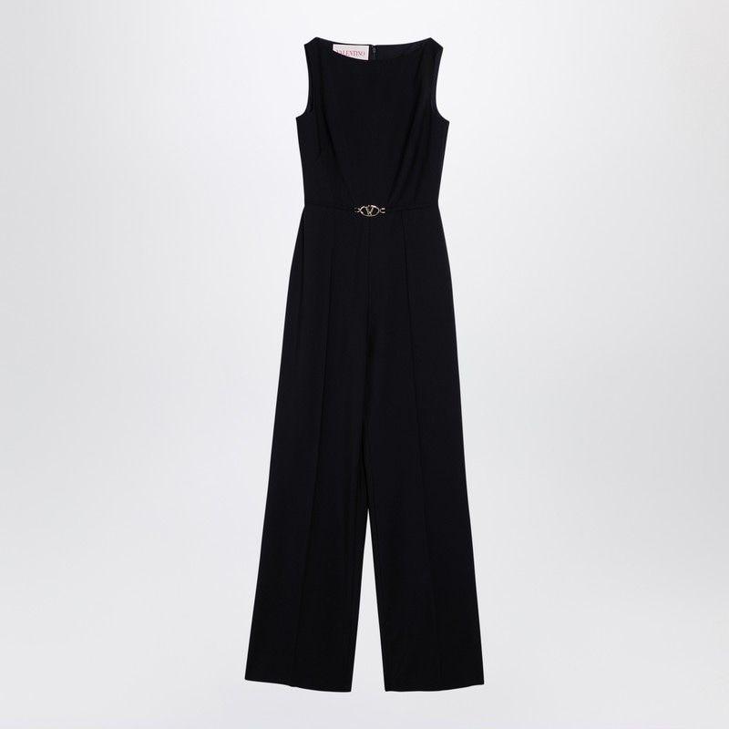 Strapless pleated wool-blend twill wide-leg jumpsuit – On