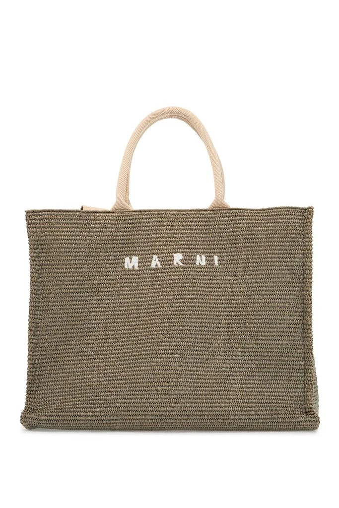 Marni large raffia effect tote bag 1