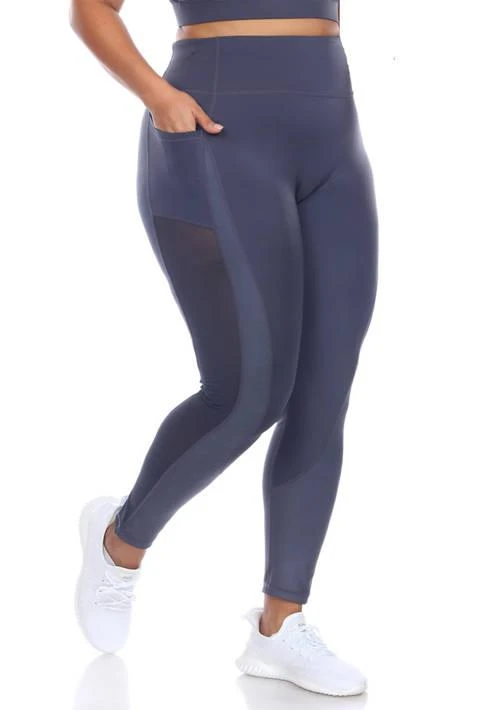 White Mark Mark Plus Size High Waist Mesh Fitness Leggings 1