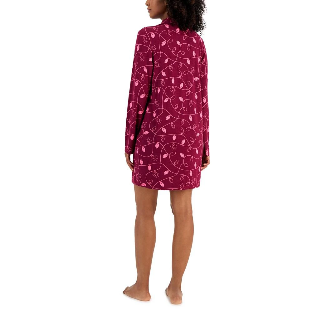 Jenni Women's Notched-Collar Long-Sleeve Sleepshirt, Created for Macy's 2