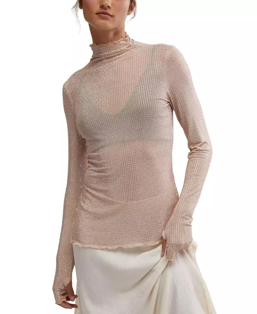 Free People Women's Dance All Night Studded Sheer Long-Sleeve Top 1