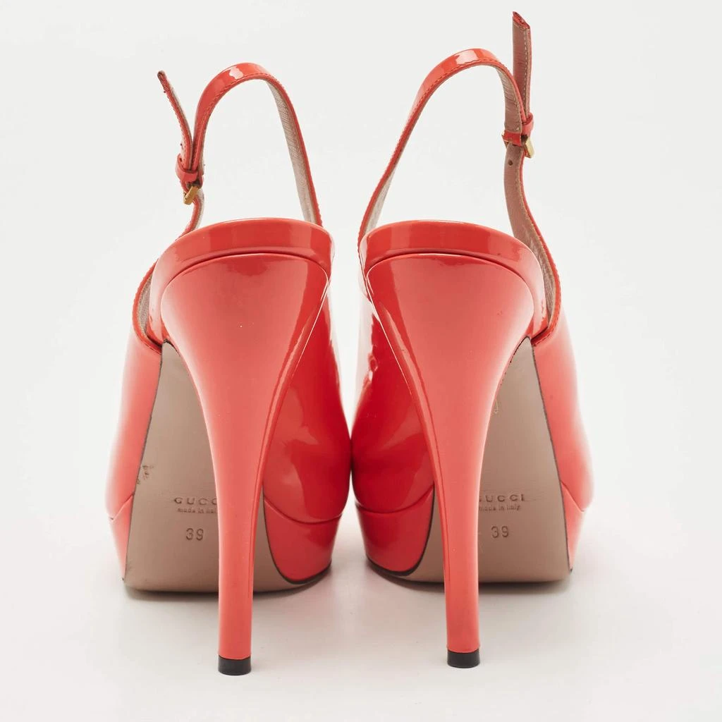 Gucci Gucci Orange Patent Leather Peep Toe Platform Pumps Size 39 5