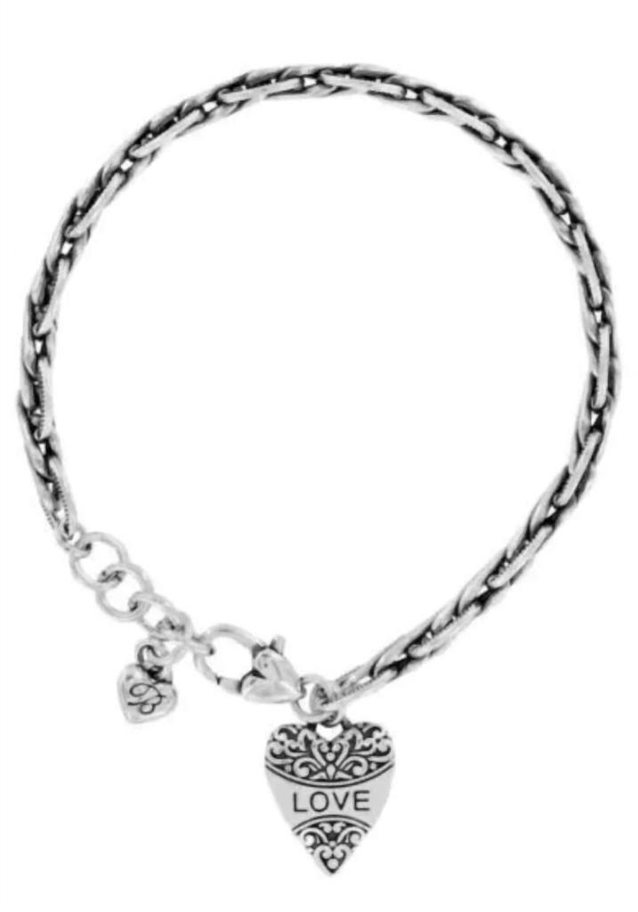 Brighton Women's Crystal Love Charm Bracelet In Silver