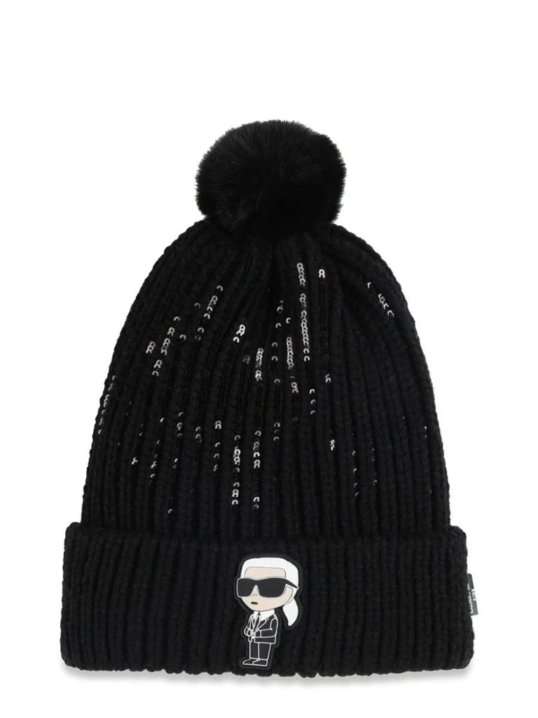 Karl Lagerfeld Paris Karl Lagerfeld Pom-Pom Logo Beanie
