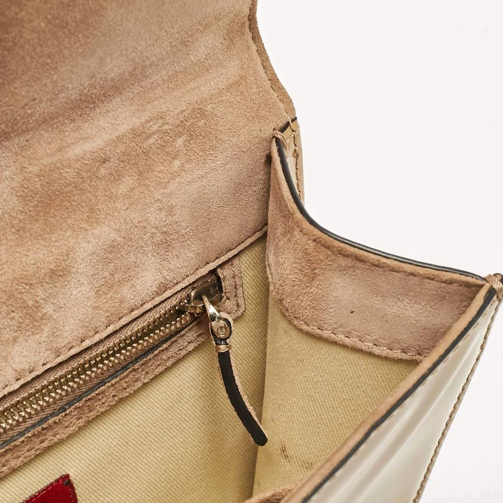 Valentino Valentino Beige Patent Leather Medium Rockstud Glam Lock Shoulder Bag 21