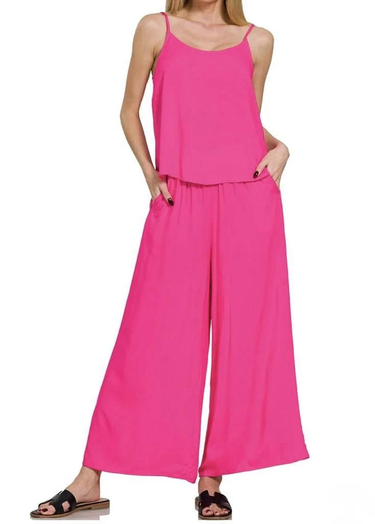 ZENANA Every Girl Loves Lounge Set In Hot Pink 2