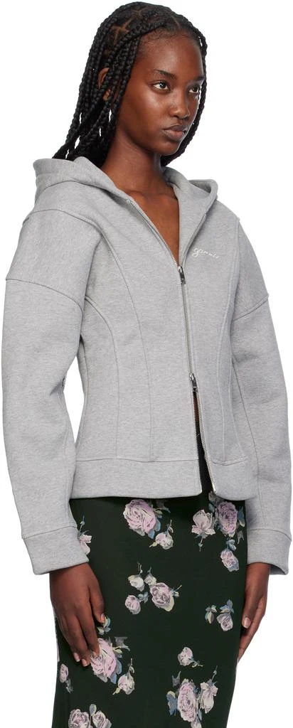 Ganni Gray Fleece Zip Hoodie 2