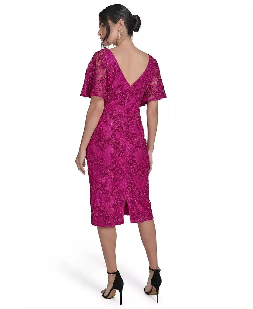 Jessica Howard Women's Lace Flutter-Sleeve Sheath Dress 3