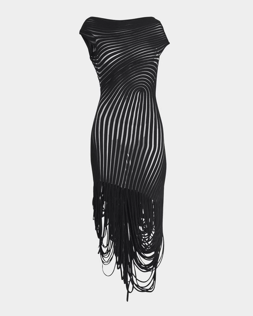 Salvatore Ferragamo Transparent Contrast Rib Knit Midi Dress 1