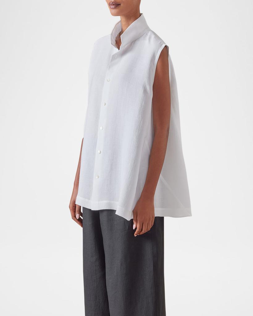 Eskandar Sleeveless Caucasus Shirt With Notch Collar (Long Length)