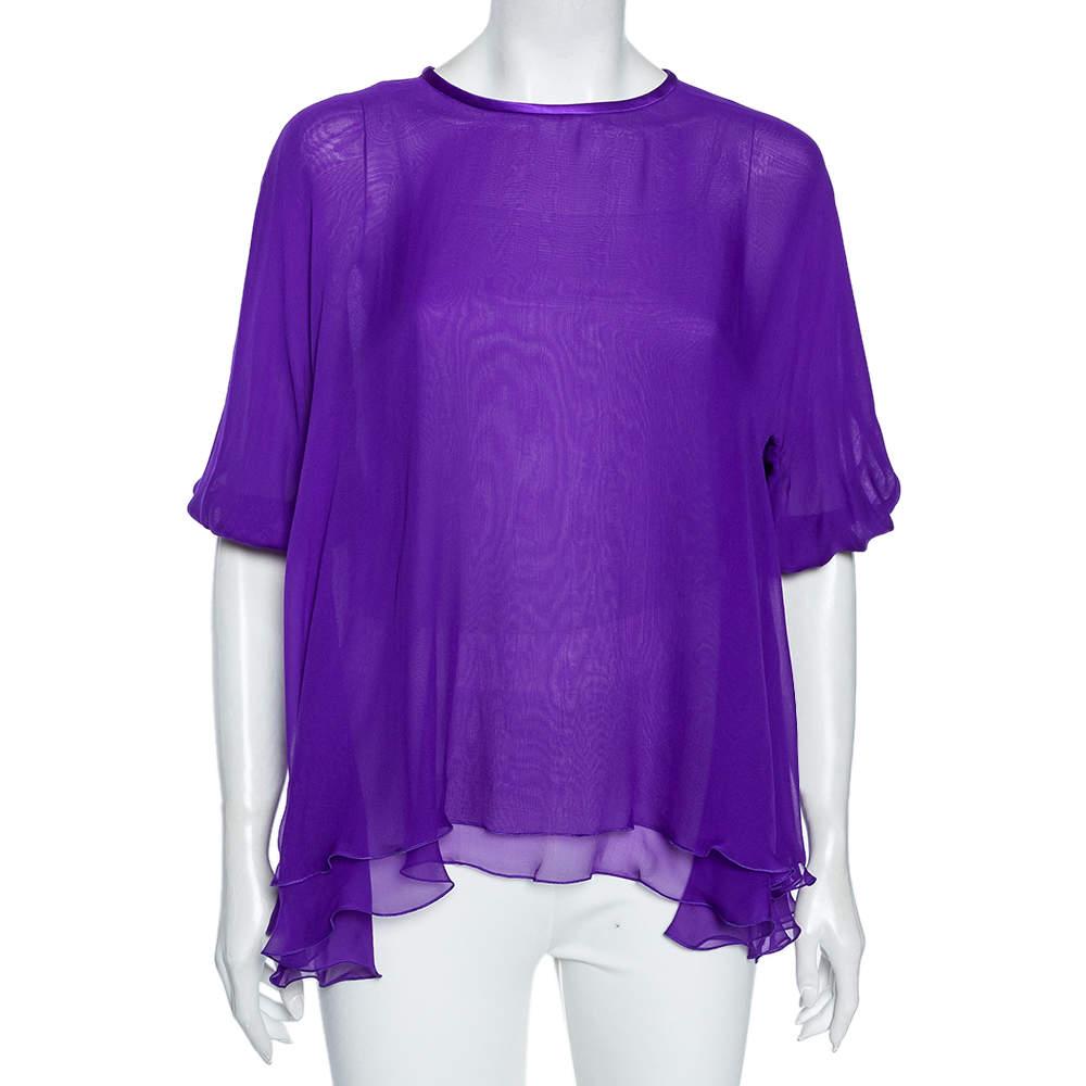 Dolce & Gabbana Dolce & Gabbana Purple Silk Chiffon Layered Top S