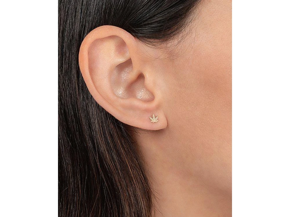 Zoe Lev 14K Yellow Gold Leaf Stud Earring 2