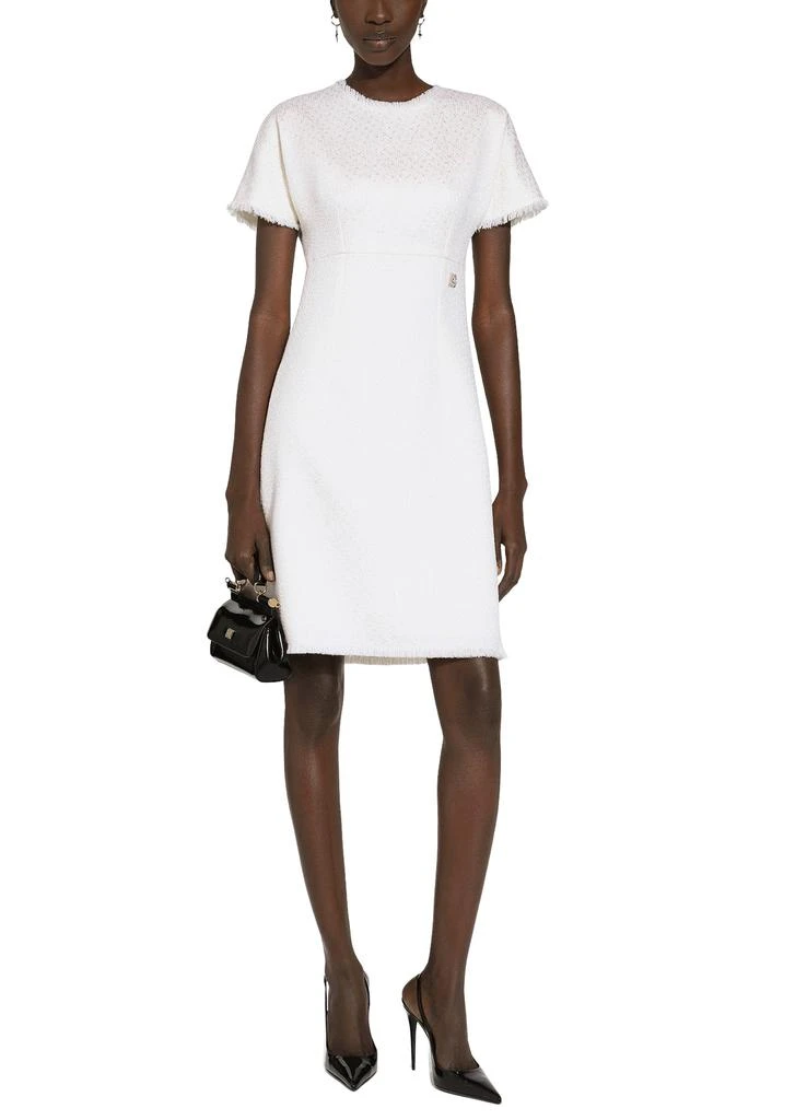Dolce & Gabbana Raschel tweed midi dress DG logo 5