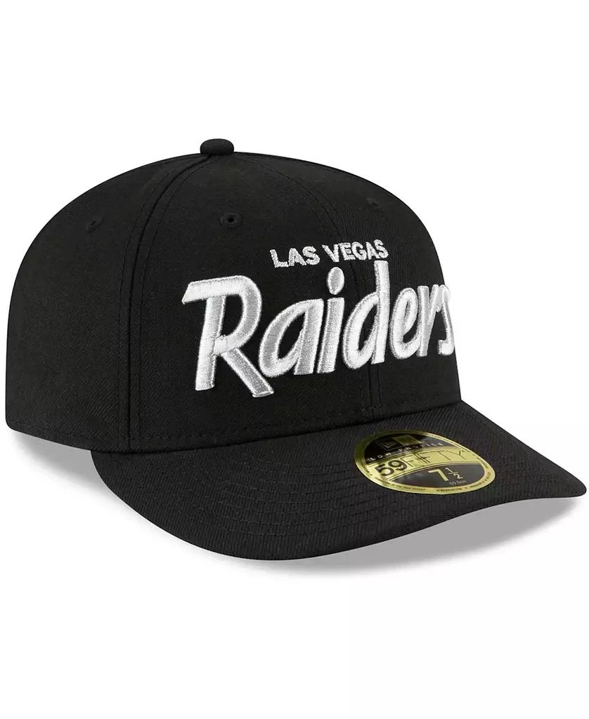New Era Men's Black Las Vegas Raiders Omaha Script Low Profile 59Fifty Fitted Hat 3
