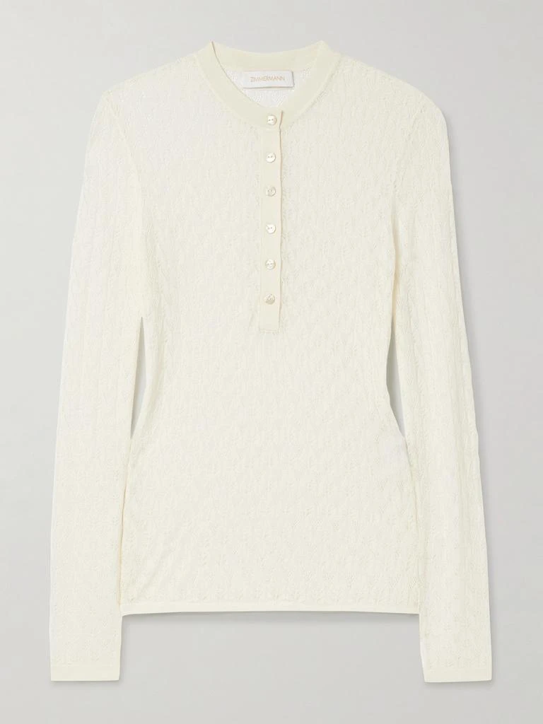 Zimmermann Pointelle-knit Lyocell-blend Top