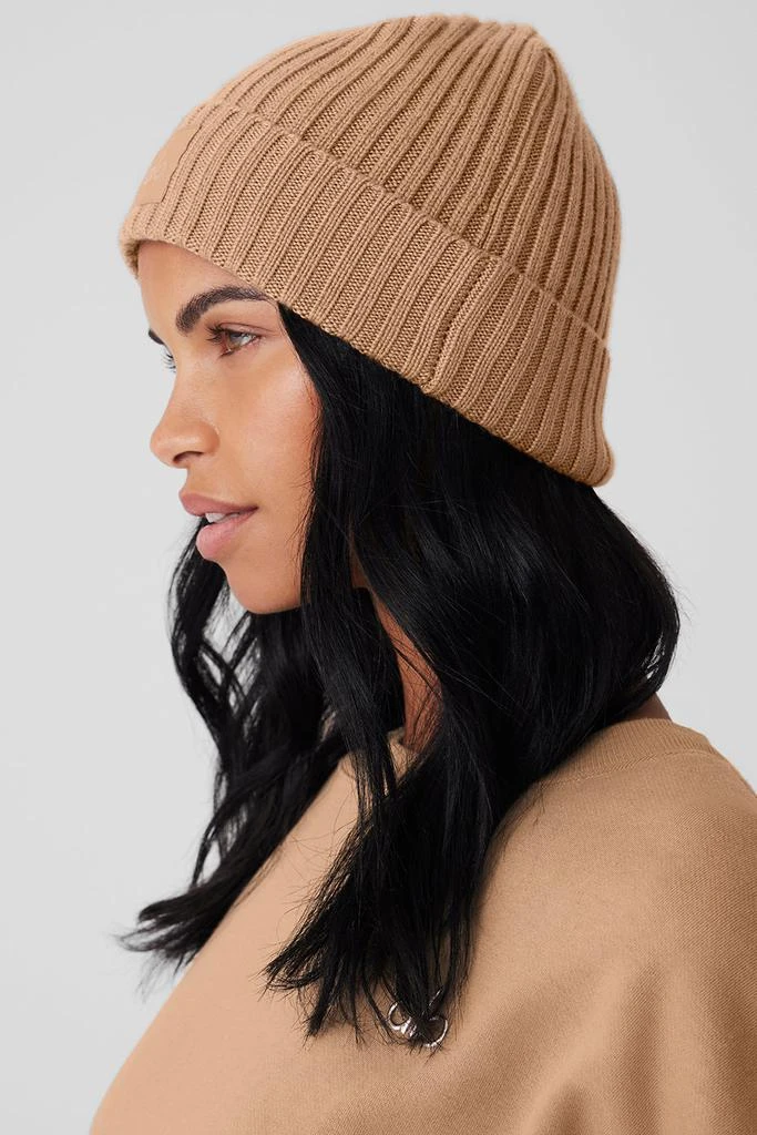 Alo Cashmere Blend Rib Beanie - Toasted Almond - Hats - Free  display picture 1